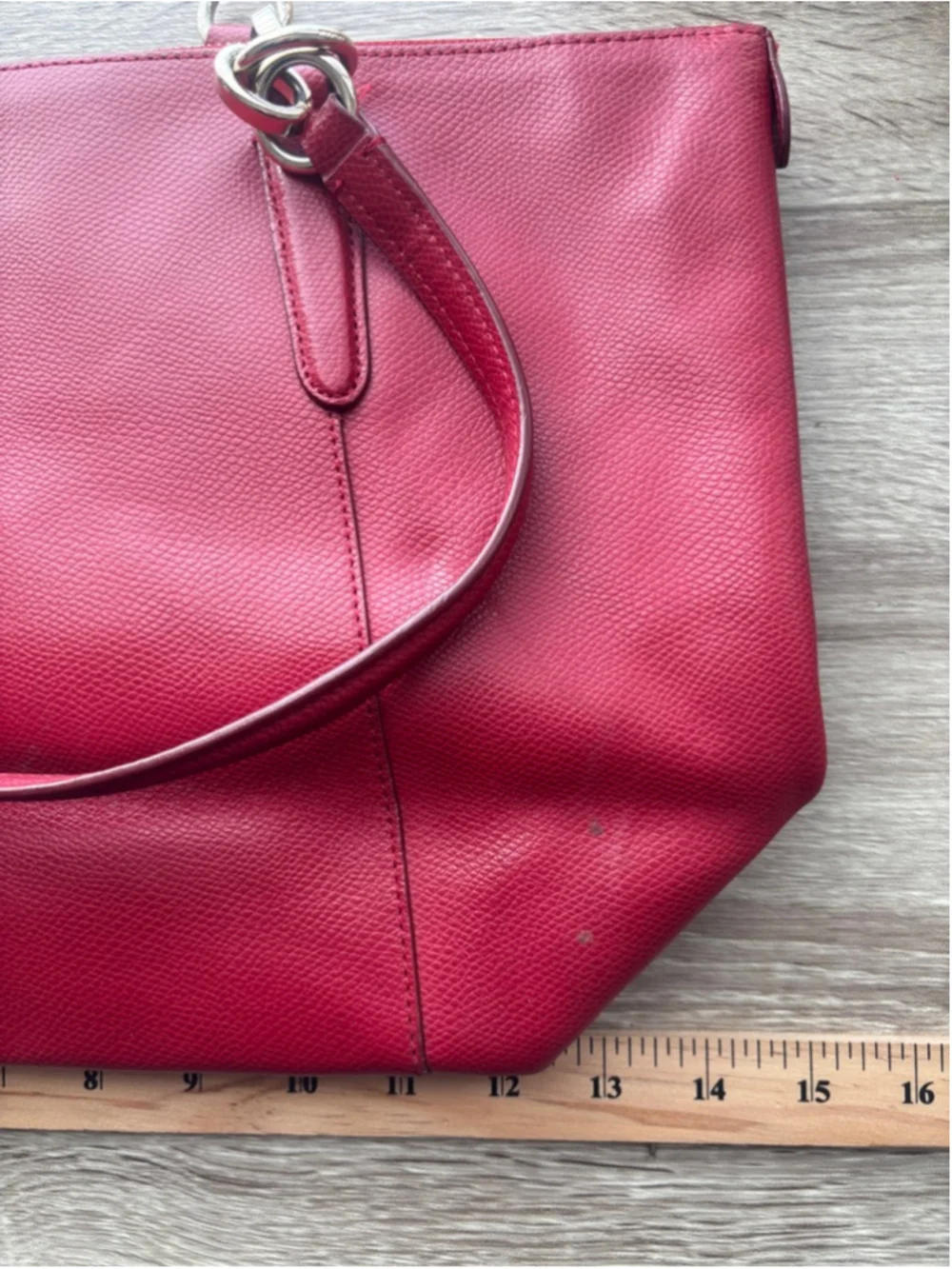 Coach Red Leather Double Strap Hand Bag Tote Bag Classic Career Luxury - Picture 9 of 11